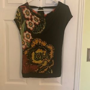 Black t-shirt with scoop neck line